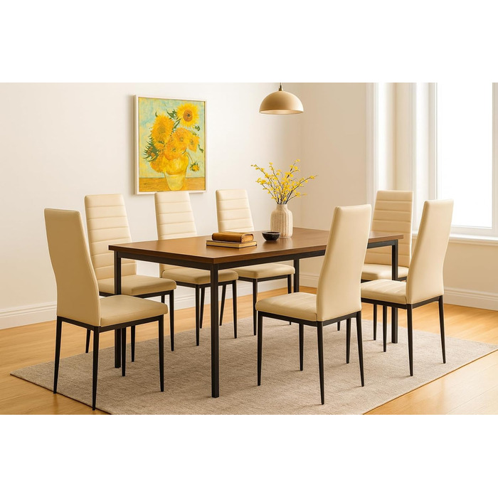 Обідній стілець, стілець для вітальні, офісний стілець, металеві ніжки (бежевий, комплект з 4 шт.) комплект з 4 предметів бежевий