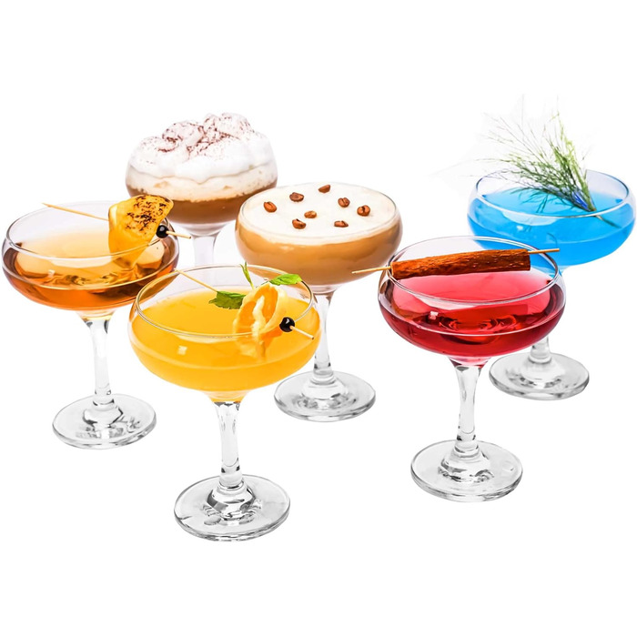 Набір склянок для коктейлів 2 (9 унцій/270 мл). Келихи для шампанського, келихи для еспресо-мартіні, келихи для мартіні, елегантні