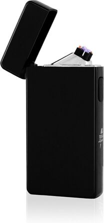 Плазмова подвійна дуга, електронно-акумуляторна, заряджається з живленням через USB, без газу та бензину, із зарядним кабелем, в елегантній подарунковій коробці Black Black Без гравіювання, 13 Arc Lighter