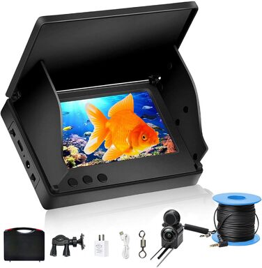 Ехолот, камера для підводної риболовлі з IPS-дисплеєм, ширококутним кутом нічного бачення 220, водонепроникний ехолот IP67, ідеально підходить для морської, річкової та підлідної риболовлі.