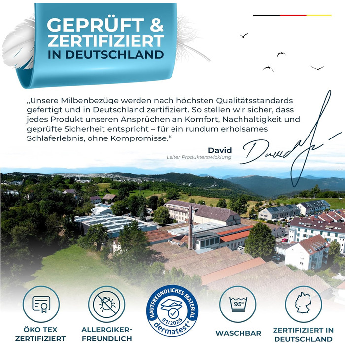 Підковдра Glckstoff із захистом від кліщів 135x200 Сертифіковано в Німеччині - Гіпоалергенна постільна білизна проти кліщів - Гіпоалергенна постільна білизна - Підковдра із захистом від кліщів - Чохол для захисту від кліщів 135 x 200 см