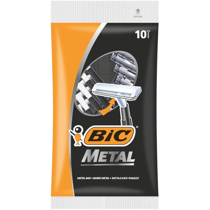 Одноразові чоловічі бритви Bic Metal Quality, найкраще одне лезо, 10 шт.