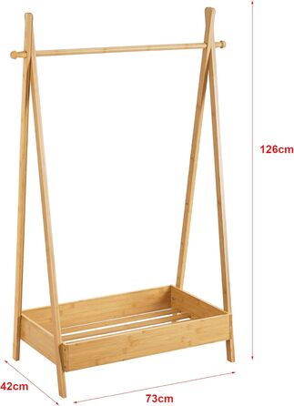 Дитяча вішалка для одягу Sola, вішалка для курток, 126 x 73 x 42 см, бамбукова вішалка для одягу для дитячих кімнат та спалень
