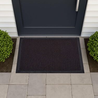 Великий нековзний килимок з ПВХ-сітки Ultralux, міцний 3D-килимок для уловлювання бруду, вхідний килимок-скребок для внутрішнього та зовнішнього використання, для вхідних та задніх дверей 120 x 80 см, синьо-помаранчевий 80 x 120 см (прямокутний)