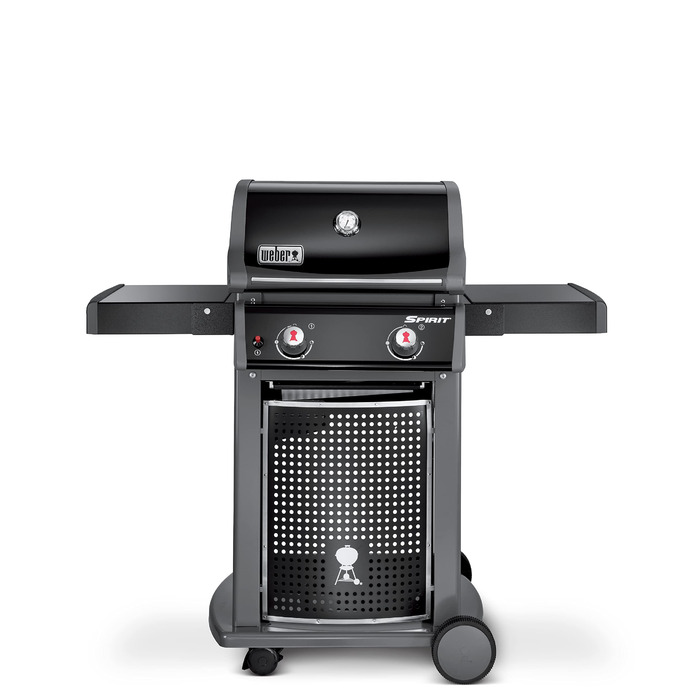Газовий гриль Weber Spirit E-210 Classic, 2 пальники, площа гриля 51 x 46 см, решітка для підігріву, термометр на кришці, 2 колеса чорний/сріблястий (1500833)