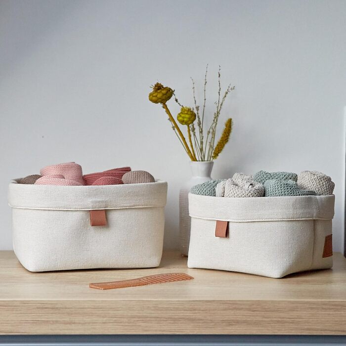 Набір кошиків для зберігання LOVE IT STORE IT, 2 шт. - Тканинні кошики для декору ванної кімнати та дитячої кімнати - Бежевий - Набір з 2 шт., 2 розміри