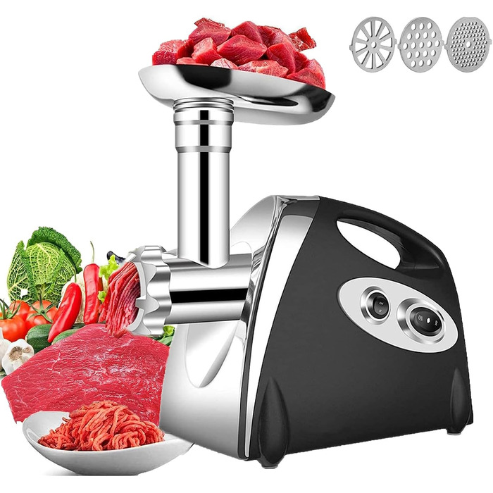 Електрична м'ясорубка 800 Вт Ковбасний фарш для мультиварки М'ясорубка з 3 шліфувальними пластинами і трубками для наповнення ковб