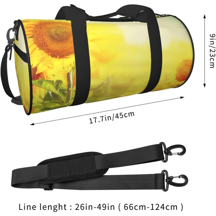 Спортивна сумка для подорожей, сумка-баул з квітковим принтом соняшників, чорна, універсальний розмір