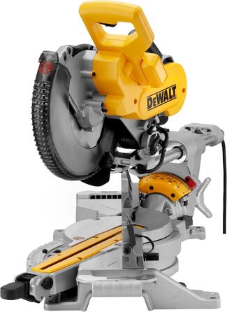 Панельна пила DEWALT DWS727 потужністю 1650 Вт (250 мм, з обмежувачем глибини різання, безступінчастим регулюванням кута нахилу та кута скосу, індикатором лінії різання (XPS), в комплекті пиляльне полотно, мішок для пилу та приладдя)