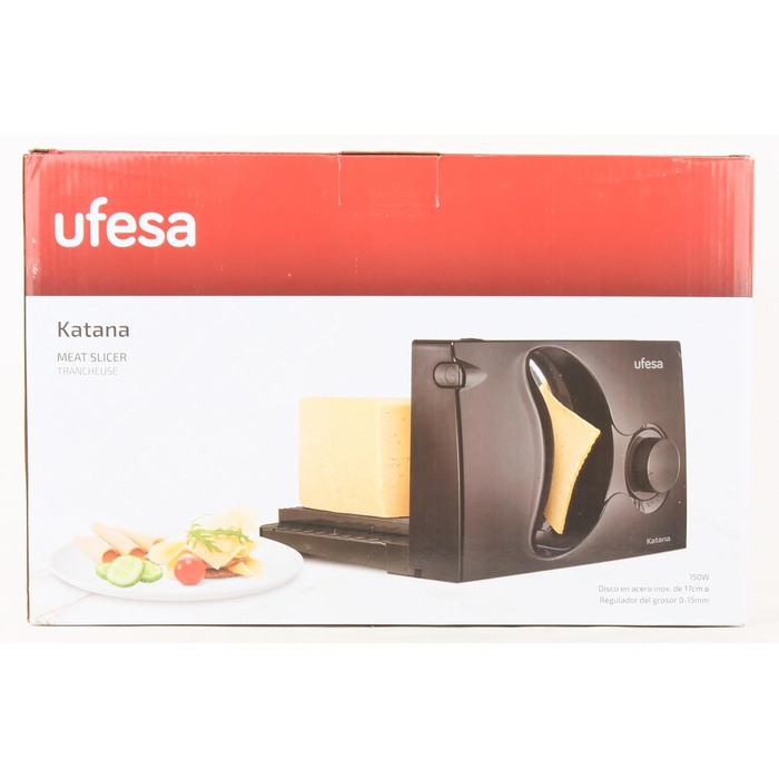 Хліборізка Складний електричний слайсер, ковбасний слайсер, запобіжна ручка, лезо з нержавіючої сталі 170 мм, регулятор товщини від 0 до 15 мм, 150 Вт, 0918 Katana