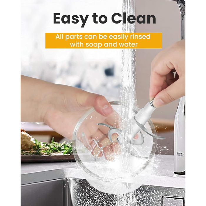 Електричний подрібнювач, подрібнювач 350 Вт, подрібнювач 600 мл, кухонний подрібнювач, тихий і простий у використанні (чорний)