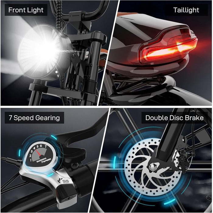 Електричний велосипед EVERCROSS для дорослих, 250 Вт, шини 16&quot/20&quot x 4.0 Fat, швидкість до 25 км/год та запас ходу 60-100 км, знімний акумулятор 36V/48V, гірський, сніговий, позашляховий електровелосипед EK30 чорного кольору - макс. 100 км