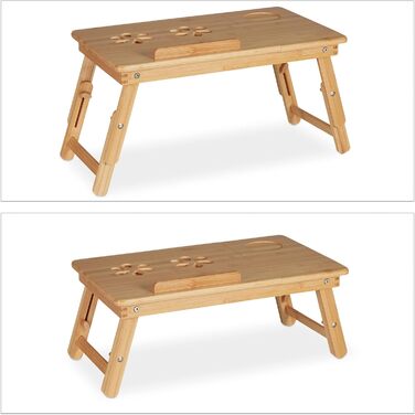 Бамбуковий стіл для ноутбука Relaxdays з охолодженням