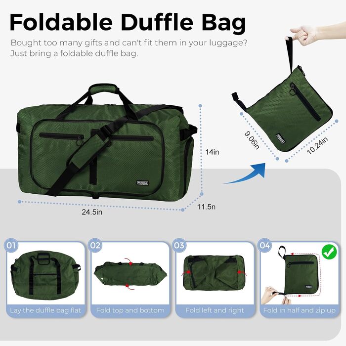 Чоловіча дорожня сумка Fmeida Sportasche, жіночі дорожні сумки, велика ручна поклажа, спортивна сумка, сумка для сауни XXL, лікарняна сумка, легка 65 л, зелена