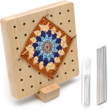 Супер стабільна Locking Board Crochet Wood for Crochet, 6 фіксованих паличок із нержавіючої сталі 5 голок, 13,5