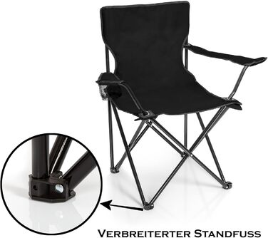 Складаний стілець Кемпінговий стілець Рибальський стілець з тримачем для напоїв та сумкою для перенесення - Складаний рибальський стілець - Складаний стілець Садовий стілець Складаний стілець Крісло для відпочинку Рибальський стілець Складаний Чорний, 2 ш
