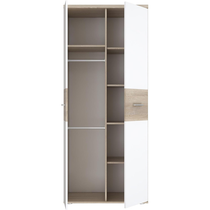 Гардероб Forte WINNIE 80, сучасна шафа, дитяча шафа, спальня, скандинавський стиль, 2-дверна, декор дуба сонома/білий, 80 см завширшки x 189 см заввишки x 53 см завглибшки