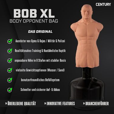 Боксерський манекен Century Original BOB XL - Регульована по висоті та автентична вінілова шкіра - від 152 до 208 см Регульована п