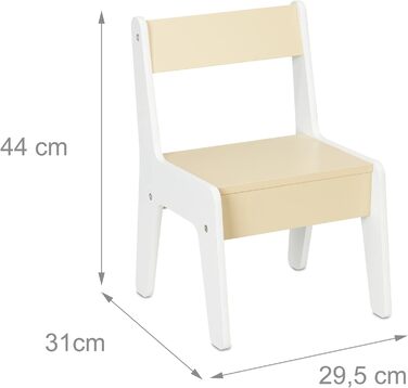 Дитячий комплект сидіння Relaxdays, дитячий стіл з 2 стільцями, з місцем для зберігання, для хлопчиків та дівчаток, дитячий куточок для сидіння, білий/бежевий