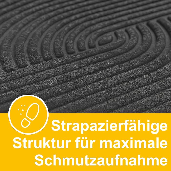 Килимок Entrando з текстурованим хвилястим дизайном - 45x75 см - нековзний, міцний, легко чиститься - ідеально підходить для вхідних дверей або коридору (антрацит)
