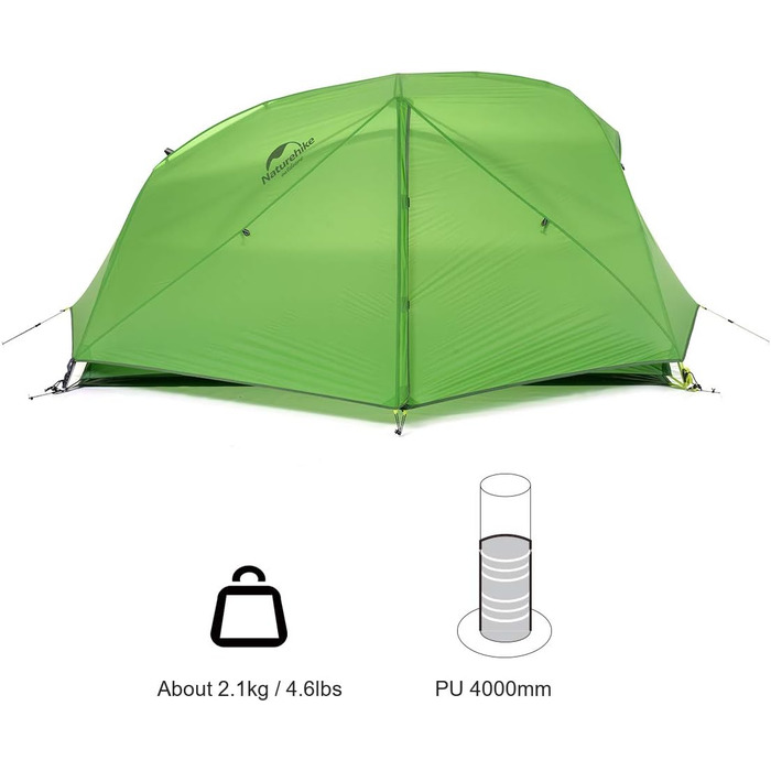 Намет Naturehike Star-River, двомісний намет на 2 особи, надлегкий намет, для походів, водонепроникний, для пішого туризму, кемпінговий намет, 20D, зелений
