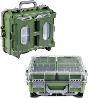 Водонепроникний ящик для рибальських снастей THKFISH, ящик для приманок, ящик для рибальських інструментів, портативний ящик для снастей з двома ящиками для безприманного транспорту 3500 та знімними роздільниками, ящик для рибальських снастей рожевого/син