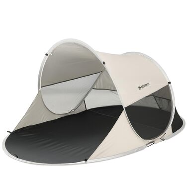 Великий розкладний пляжний намет Deryan встановлення за 1 секунду, захист від ультрафіолету 50 та вітронепроникний, легкий та складний пісочний 205 x 128 x 95 см, кремовий