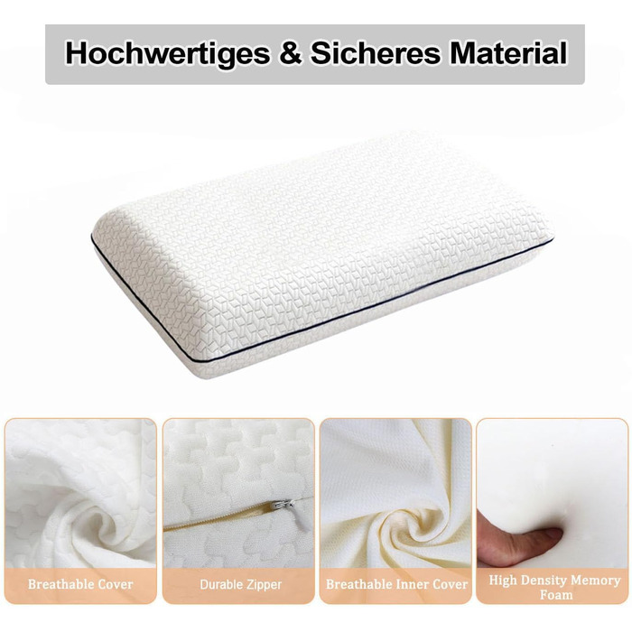 Подушка з піни з ефектом пам&39яті - ортопедична подушка для підтримки шиї. Матеріал високої щільності краще знімає тиск на шию. Ергономічна подушка зі знімним чохлом, який можна прати. Білий колір.