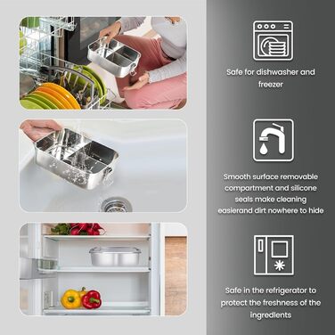 Металева ланч-бокс Gigmeta, 1200 мл, герметична знімною перегородкою, екологічна для дорослих та дітей