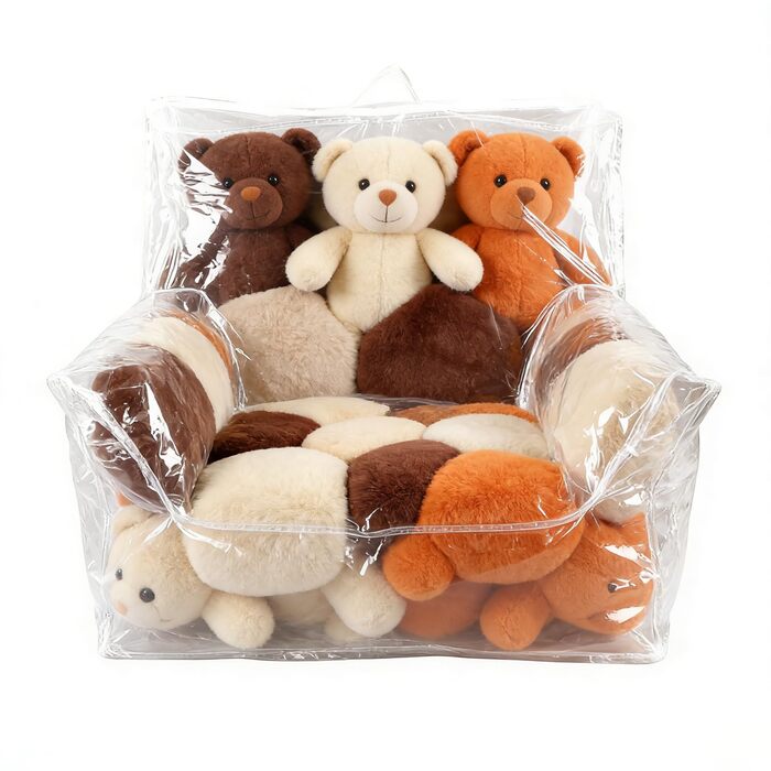 Дитяче плюшеве крісло для зберігання іграшок, дитяче крісло для малюків, прозоре м&39яке крісло-мішок з м&39якою іграшкою, чохол для крісла-мішка з ПВХ, крісло-мішок для дитячої кімнати, вітальні, ігрової кімнати, класу