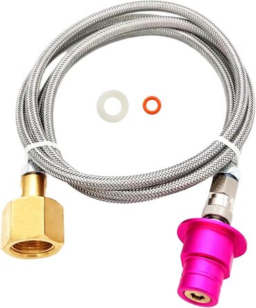 Адаптер CO2 для машини з газованою водою Швидке підключення шланга Пряме підключення від бака CO2 до машини для газованої води, сумісний з машиною Terra Art Gaia Duo Aqua Fizz, яка використовує рожевий циліндр CO2