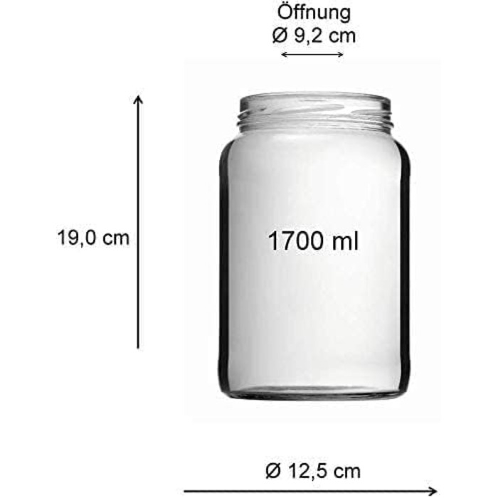 Набір з 2 банок для консервування, 1,7 літра, з кришкою, чорного кольору, включаючи етикетки