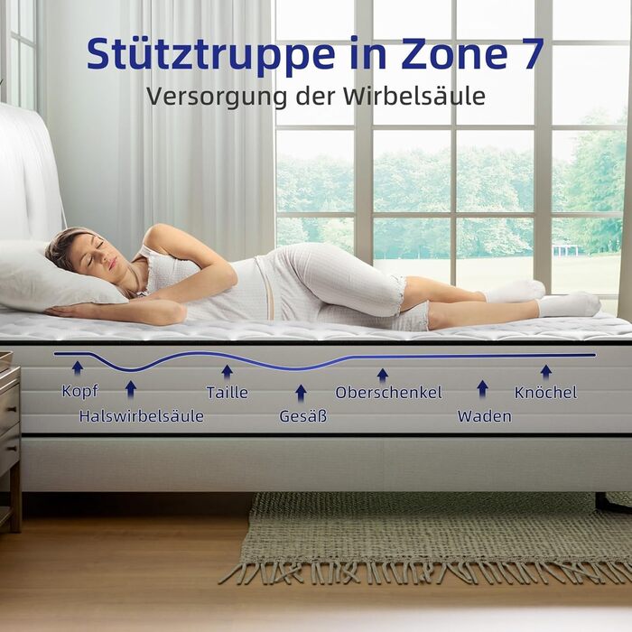 Матрац Memory Cotton AquaFlex 7-зонний 90x200 см, висота 25 см, рівень жорсткості H3, ергономічний матрац для дорослих та дітей - знімає тиск, тихий, дихаючий 90*200