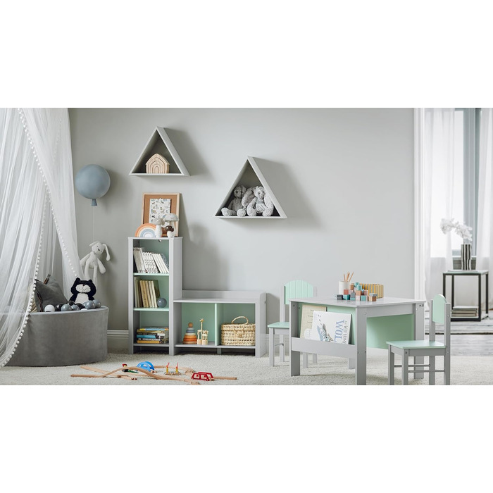 Дитячий стіл зі стільцями SoBuy KMB88-HG, комплект дитячих сидінь для приміщень, комплект дитячого столу та стільців, художній стіл для дітей, група сидінь, світло-сірий