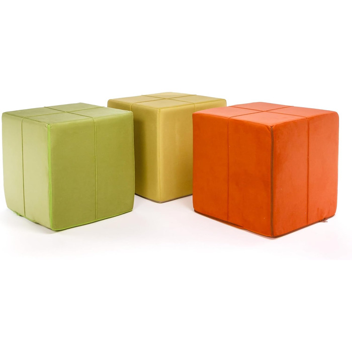 Пуф для ніг, штучна шкіра/мікрофібра, кубоподібний куб, пуф/оттоманка/підставка для ніг для вітальні, декор для дому, 40x40x40 см, Faber Orange A44