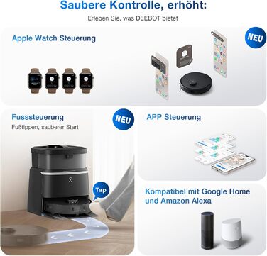 Робот-пилосос ECOVACS DEEBOT T30 Omni з функцією миття підлоги, робот-пилосос Mini Station, потужність всмоктування 11 000 ПА, ада