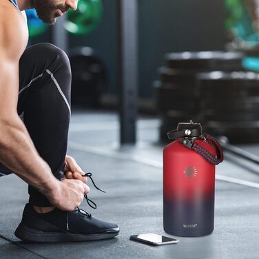 Пляшка для води WAPEST 3,6 л з паракордовою ручкою та щіткою для пляшок, велика пляшка для води з нержавіючої сталі з сумкою для п