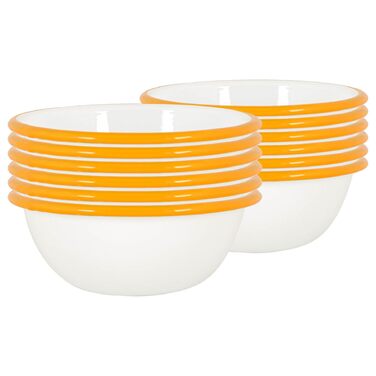 Аргонові посудні миски з білою емаллю - 16 см - жовті - упаковка з 12 шт.