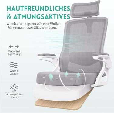 Ергономічне офісне крісло Storeo Imp, велике, сітка / тканина, білий/сірий