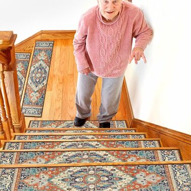 Дерев&39яні сходинки для внутрішніх сходів, 15 шт. , 20,3 x 76,2 см, нековзні килимові сходинки з багаторазовим клеєм TPR для дітей, людей похилого віку та собак, без залишків, 30 дюймів x 8 дюймів, червоні/зовнішні, однотонні (Getaway Solids) 15