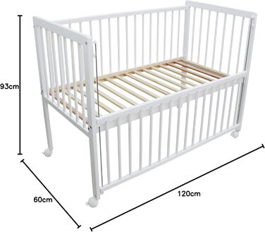 Дитяче ліжко/Біле ліжко/Ліжко для малюків 2-в-1 Micoland 120x60 см Біле