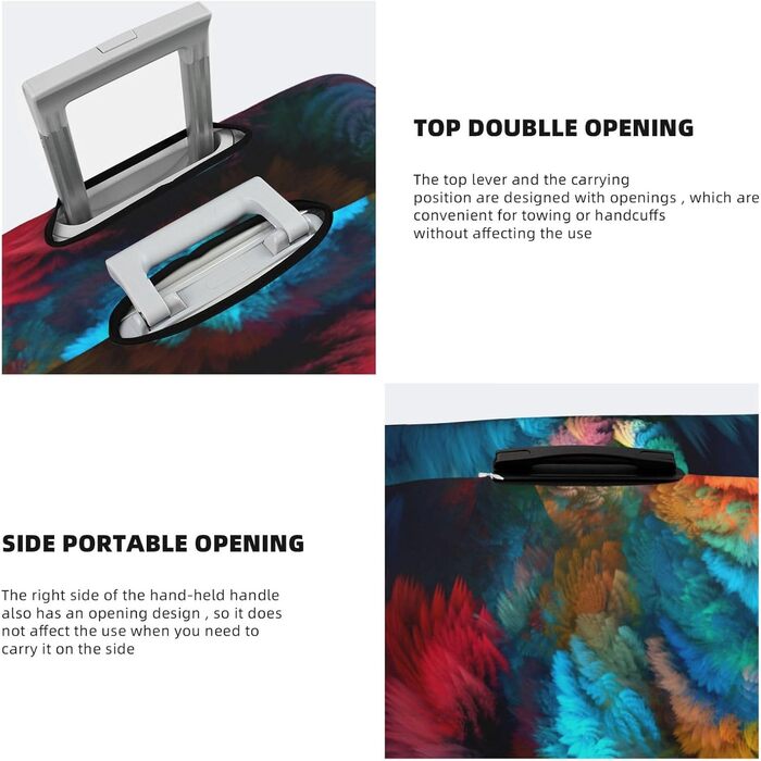 Чохол для валізи абстрактний кольоровий, міцний захист для багажу, підходить для валіз розміром 45.7-81.3 см, малий розмір, Чорний