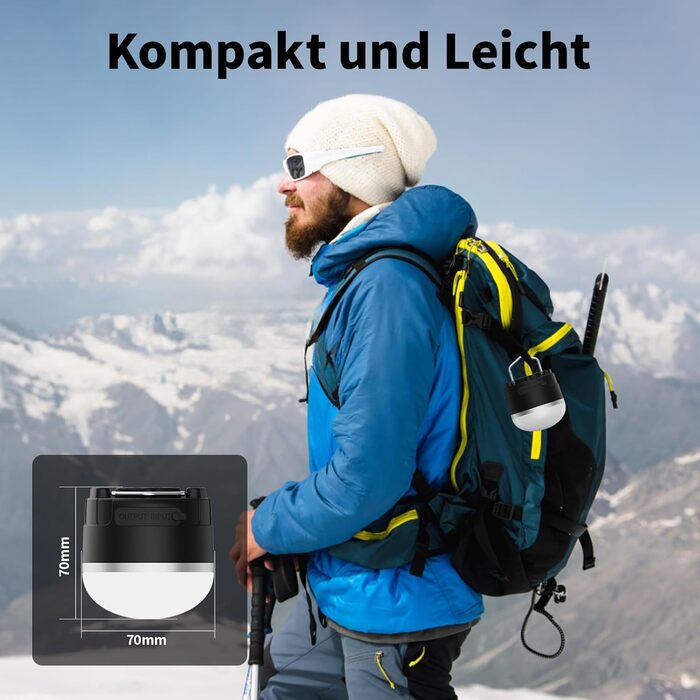 Акумуляторний світлодіодний ліхтар для кемпінгу, портативний ліхтар для намету 1000 люмен з 12 режимами RGB-освітлення, портативний зарядний пристрій, водонепроникний, міні-ліхтарик з магнітною основою для надзвичайних ситуацій, відключення електроенергії