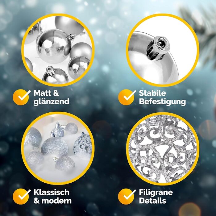 Різдвяні кульки 100 шт срібні Deuba