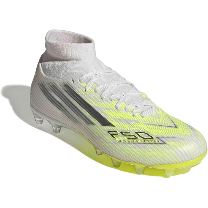 Футбольні бутси adidas F50 SPARKFUSION League Mid Cut FG/AG, жіночі, білі, залізні, жовті, високої роздільної здатності