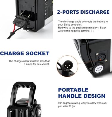 Акумулятор для електровелосипеда 36V 48V 10AH 13AH 15AH 20AH, літій-іонний акумулятор для електричного велосипеда, сріблястий, знімний, для Pedelec, заміна акумулятора, 2-контактний/4-контактний із зарядним пристроєм для двигуна 200W-1000W, 36V 10AH2-конт