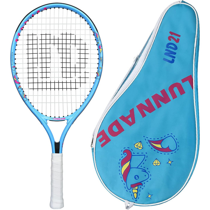 Дитяча тенісна ракетка 21" з чохлом, для дітей 3–12 років, синя