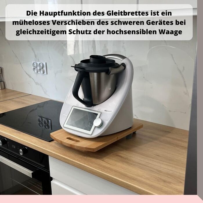 Розсувна дошка STAFECO для аксесуарів Thermomix Premium TM6 TM5 Роликова дошка Слайдер Рухома та безпечна підставка Промаслена дошка Дерево 100 (Масло Дерево)