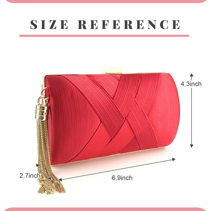 Елегантне сатеневе клатч-конверт для вечірок та особливих подій. Червона вечірня сумочка з пензликом для коктейлів, весіль та випускних.