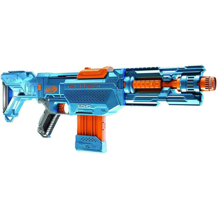 Бластер Nerf Elite 2.0 Echo CS-10 - 24 офіційні дротики Nerf, кліпса на 10 дротиків, знімне ложе та подовжувач ствола, 4 тактичні рейки, різнокольоровий, 6.67 x 68.58 x 31.75 см